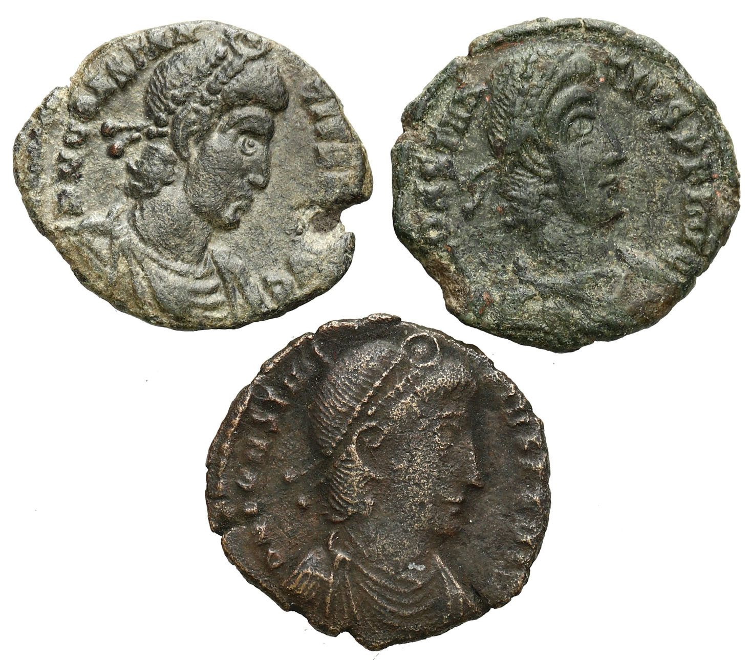 Cesarstwo Rzymskie, Lot 3 sztuk follisów Konstancjusz II 337–361 n.e.